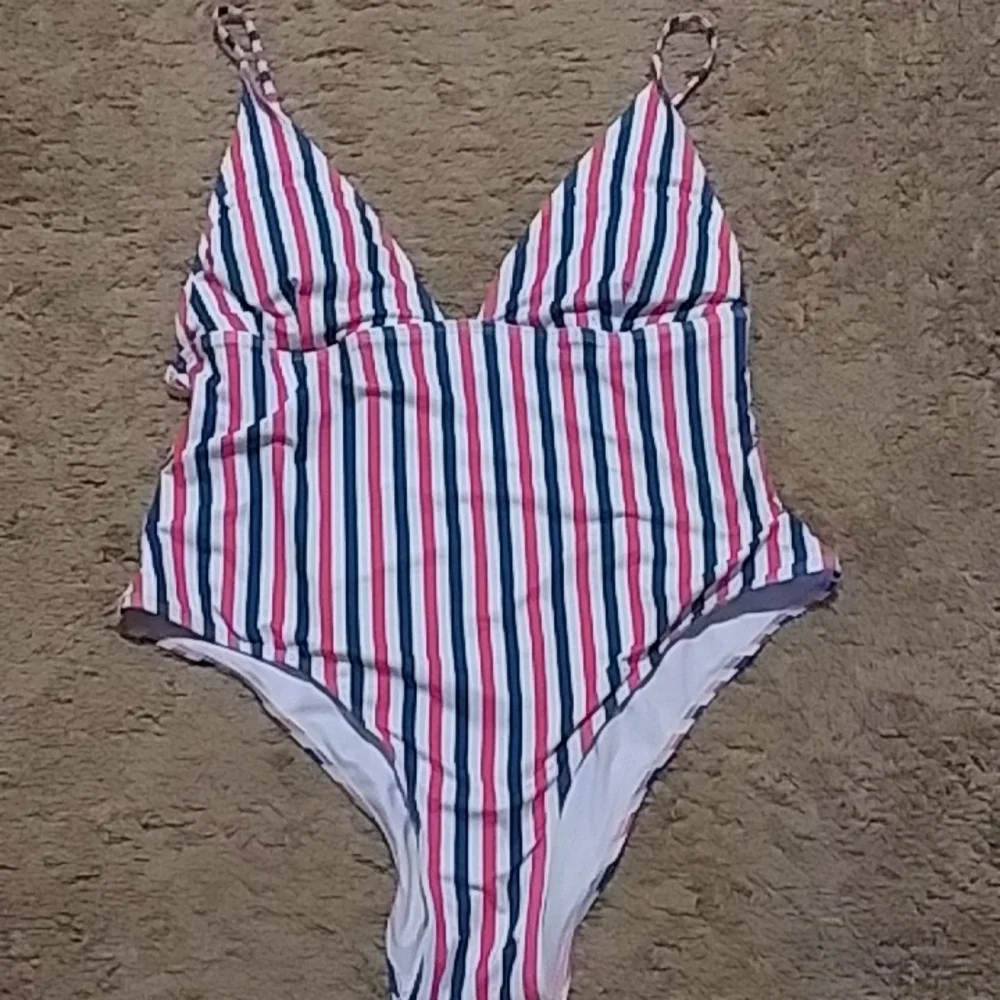 Zaful stripe high rise one piece bathing suit